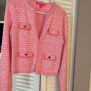 Lilly Pulitzer Pink and White Cardigan